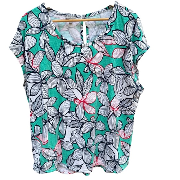 T by Talbots Women’s Top Size 2X Hawaiian Tropical Floral Beach Resort Island - Picture 1 of 9